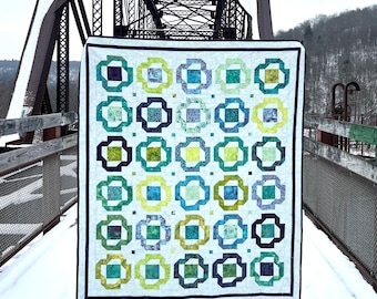 Twisted Ribbons Quilt Pattern - DIGITAL (PDF)  Version - 2 sizes - Confident Beginner - Precut Friendly