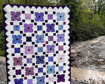 Forget Me Nots - PDF/DIGITAL Version of Pattern - Intermediate Level - 60" x 80" - Precut Friendly
