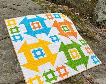 Churn Dash Wall Quilt - Machine Quilted - About 42 1/2" x 42 1/2" - Choice of Colors