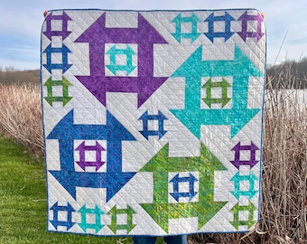 Churning Up a Storm - DIGITAL Version of Pattern - Uses Churn Dash Quilt Block - Confident Beginner-Friendly - 42" x 42"