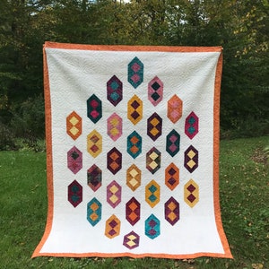 Kolache - A Modern Quilt Pattern - DIGITAL Version of Pattern - PDF - Makes a 70&quot; x 90&quot; Quilt - Fat Quarter Friendly