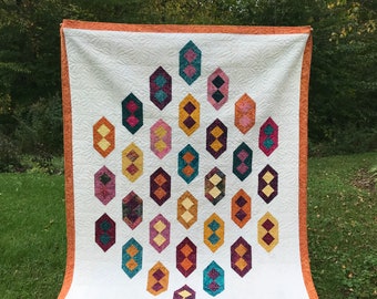 Kolache - A Modern Quilt Pattern - DIGITAL Version of Pattern - PDF - Makes a 70" x 90" Quilt - Fat Quarter Friendly