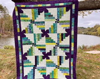 Stepping Stones Quilt Pattern - PAPER Version - 2 sizes Twin & Queen - Beginner - Precut Friendly