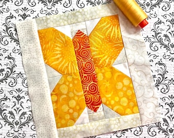 Butterfly Mug Rug / Quilt Block Pattern - DIGITAL (PDF) Version  - Great Scrap Buster - 7" Finished