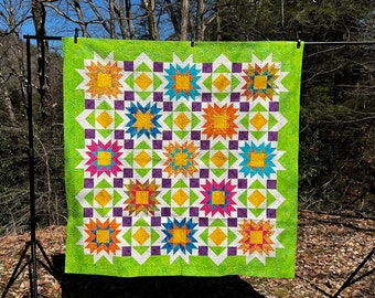 Frenzy - PAPER Version of Pattern - Modern Quilt Pattern - Intermediate Level - 70" x 70"