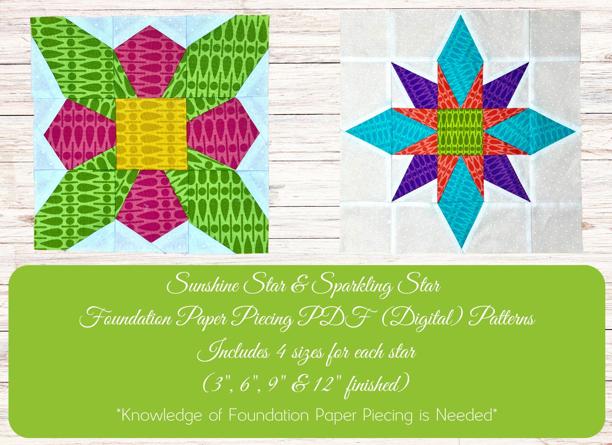 Two Star Foundation Paper Piecing Quilt Block Patterns - PDF - 4 Sizes ...
