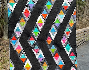 Bold, Bright and Modern Quilt - Wall Quilt - Measures About 48" x 55"