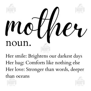 Mãe SVG PNG arquivo digital | Download digital | Cortar arquivo | Design de Sublimação | Dia das Mães | Definição de Mãe | Cricut | Silhueta da mãe