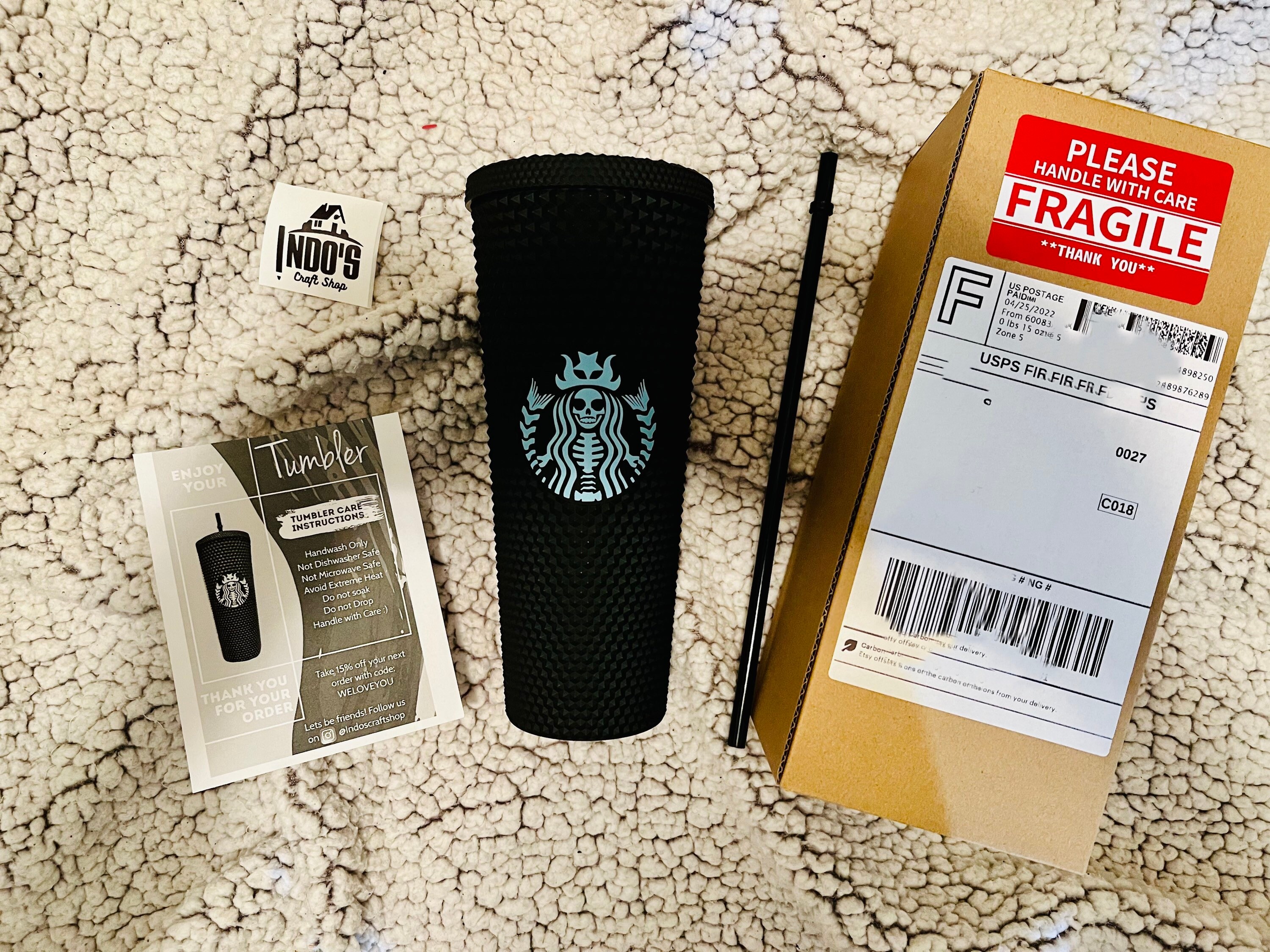 Starbucks Matte Black Studded Tumbler Cup - 24 oz