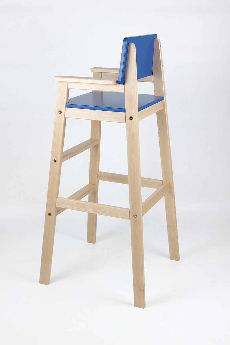 Chaise très haute Dominik pour comptoir de cuisine. Pour enfants de 2 à 7 ans. Bois clair et couleurs image 5