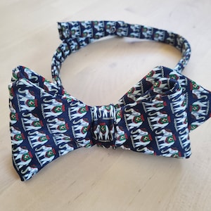 Elephant bowtie, such an amazing look, for those animal lovers out there, this silk material is fabulous and so much fun to work with