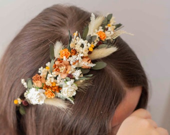 Rustic Burn Orange Flower Crown - Beautiful Wedding Hair Accessory for Brides and Bridesmaids