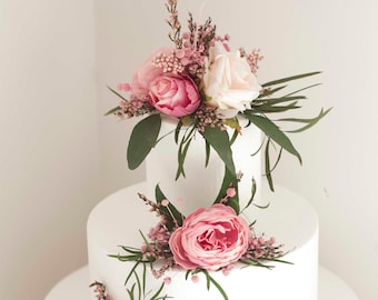 Flower Wedding Cake Topper, Dusty Rose Flower Cake Topper, pink & blush Flower Cake Topper, flower accessories for weddings.