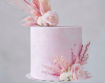 Decorazione per torta floreale rosa baby: decorazione per addio al nubilato in stile boho