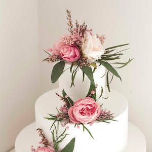 Dusty Rose Flower Wedding Cake Topper: Floral Cake Decor Set
