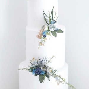 Dusty blue wedding cake Topper, Navy wedding cake topper, Blue wedding cake topper, flowers wedding cake topper