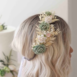 Aqua green flower crown, ivory, pink and aqua green flower crown, bridal flower crown, communion flower crown, bridesmaid flower crown.