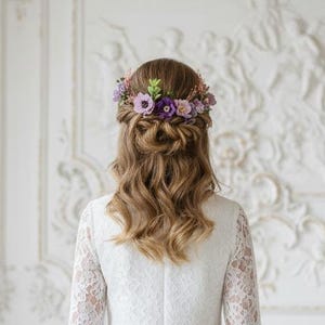 Horquillas de flores de lavanda: accesorios para el cabello de novia morados, juego de 5
