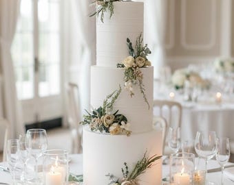 Topper per torta nuziale floreale verde acqua fatto a mano: fiori artificiali e stabilizzati