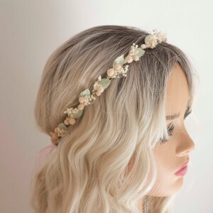 Dainty Blush Flower Crown: Wedding Communion Hair Accessory