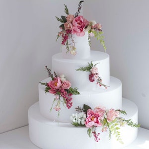 Dusty Pink Floral Wedding Cake Topper: Rustic Garden Decoration