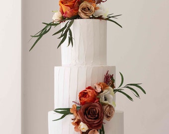 Flowers autumn cake topper Autumn wedding cake topper flowers, Wedding floral cake topper, cake topper for autumn wedding Flower orange cake