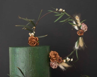 Rustic Floral Cake Topper: Autumn Wedding Cake Decoration