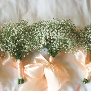 White bridal bouquet, White gypsophila paniculata bridal bouquet, bridesmaid bouquet. image 8