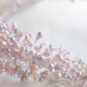 Flower crown for bride in cold porcelain lavender flowers, cold porcelain crown, exclusive and delicate bridal flower crown, silver crown image 5