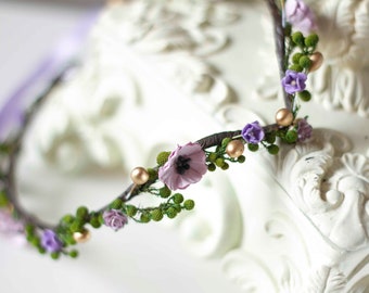 Lilac flower fairy crown, lavender flowers crown, Orchid floral crown, floral fairy crown