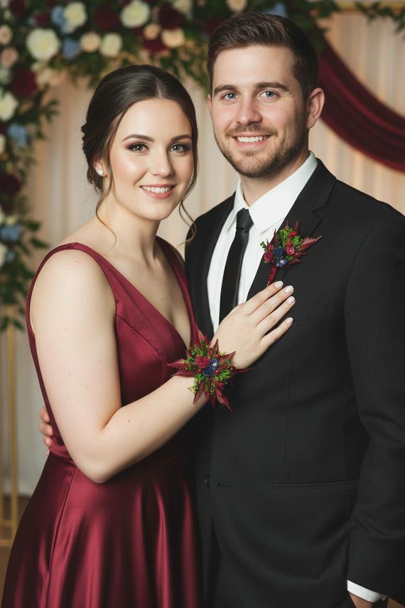 Burgundy and Navy Boutonniere & Corsage Set | Elegant Wedding Floral Accessories | Groom, Bridesmaid, Prom - Etsy Burgundy and Navy Boutonniere & Corsage Set | Elegant Wedding Floral Accessories | Groom, Bridesmaid, Prom - Etsy
