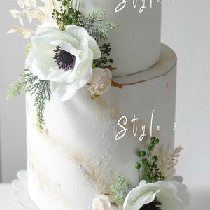 Anemone cake topper flowers wedding, Cake topper flowers garden, Cake topper flower decoration, cake topper fake flowers, white flowers cake image 4