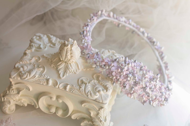 Flower crown for bride in cold porcelain lavender flowers, cold porcelain crown, exclusive and delicate bridal flower crown, silver crown image 3