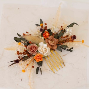 Rustic Autumn Hair Comb, Handcrafted with Beautiful Floral Accents, Fall Inspired Floral Accessories for Every Hairstyle Hair comb