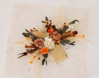 Rustic Autumn Hair Comb, Handcrafted with Beautiful Floral Accents, Fall Inspired Floral Accessories for Every Hairstyle