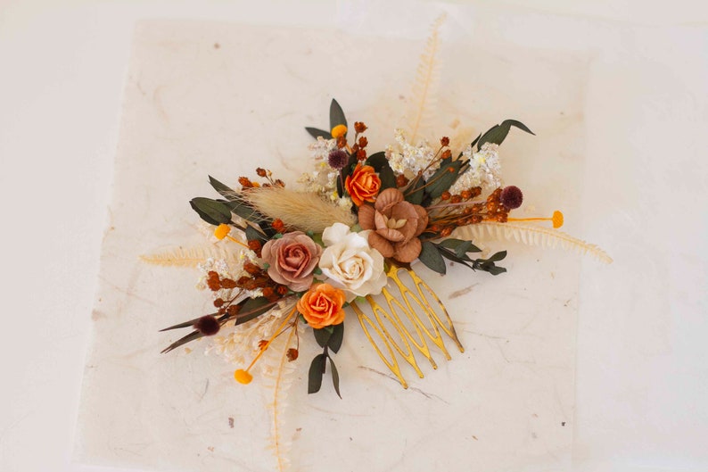 Rustic Autumn Hair Comb, Handcrafted with Beautiful Floral Accents, Fall Inspired Floral Accessories for Every Hairstyle Hair comb