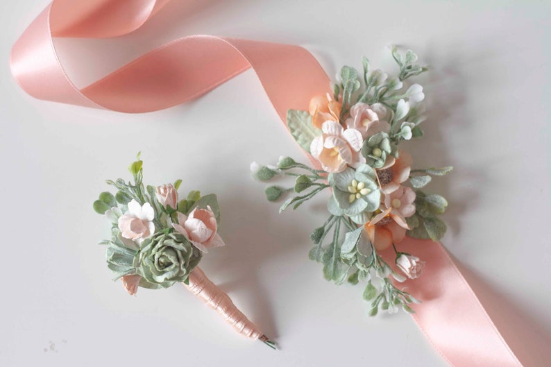 PEACH FLOWER HAIR Clips & Pins, Wedding Hair Accessories, Peach