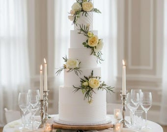 Ivoor en crème bruidstaarttopper: elegante kunstbloemenset
