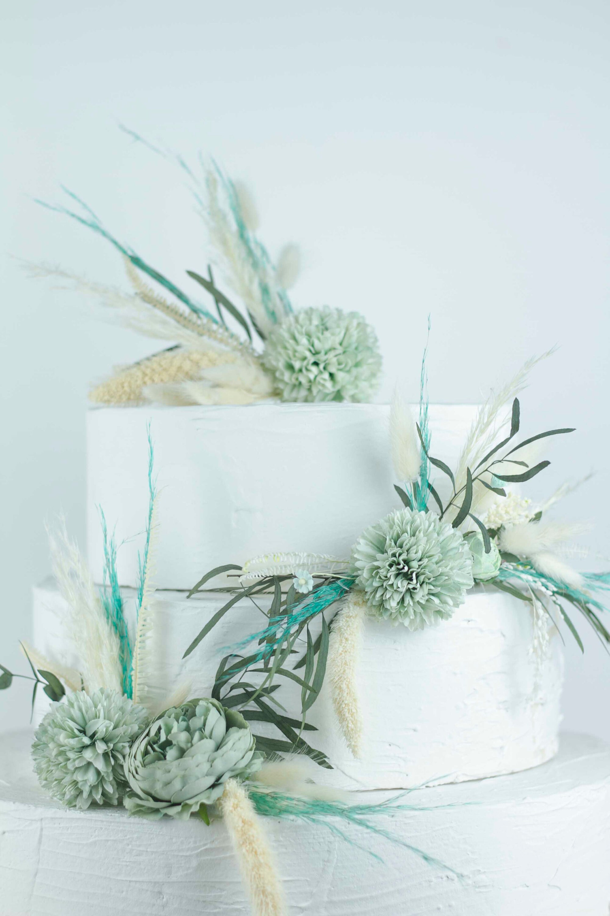 MINT FLORAL CAKE Topper, Cake topper flowers water green, mint cake topper for wedding, water green cake topper, Non-Edible, Reusable