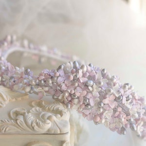 Flower crown for bride in cold porcelain lavender flowers, cold porcelain crown, exclusive and delicate bridal flower crown, silver crown image 10