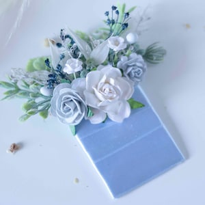 Greyish Blue Pocket Boutonniere: Minimalist Nautical Wedding Accessory