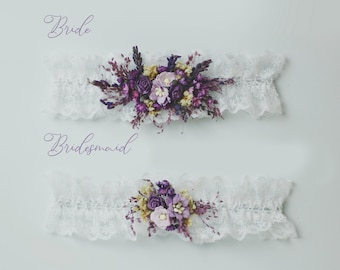 Lavender Whispers Garter Set – Bridal & Bridesmaid Garters with Lavender Florals