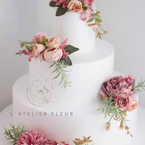 Flower Wedding Cake Topper, Dusty Rose Flower Cake Topper, mauve Flower Cake Topper, flower accessories for weddings.