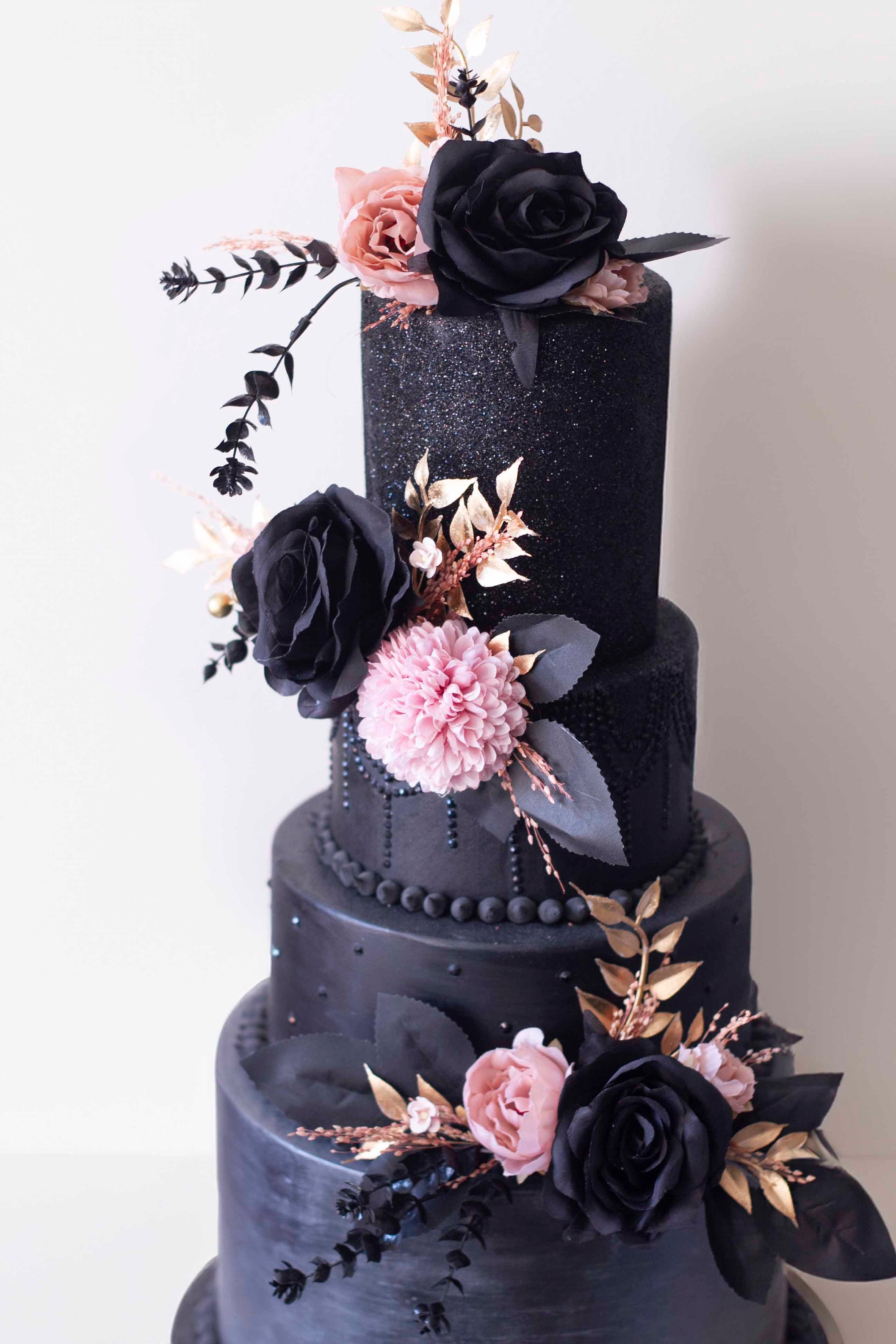 26pcs Ensemble De Décorations De Gâteaux Noir Et Doré