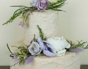 Dusty lavender wedding cake topper, cake topper flowers wedding, lilac topper cake