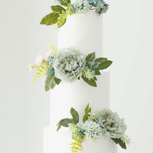 Water Green Floral Wedding Cake Topper: Handmade Elegant Design