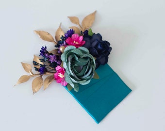 Jade Pocket boutonniere, jade, gold navy blue viva magenta and purple pocket boutonniere for grooms or groomsmen wedding pocket boutonniere