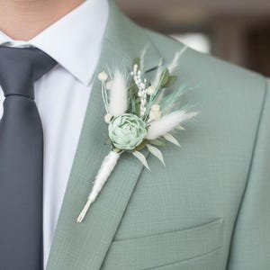 Ramo de flores de papel verde menta: accesorio de boda de eucalipto