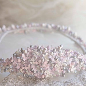 Flower crown for bride in cold porcelain lavender flowers, cold porcelain crown, exclusive and delicate bridal flower crown, silver crown image 8