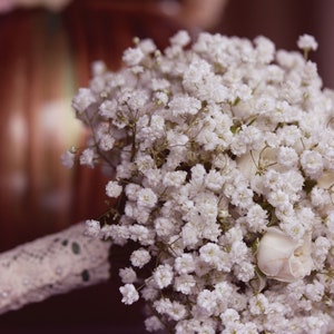 White bridal bouquet, White gypsophila paniculata bridal bouquet, bridesmaid bouquet. image 7